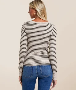 Z Supply Striped Top Heather Taupe Best