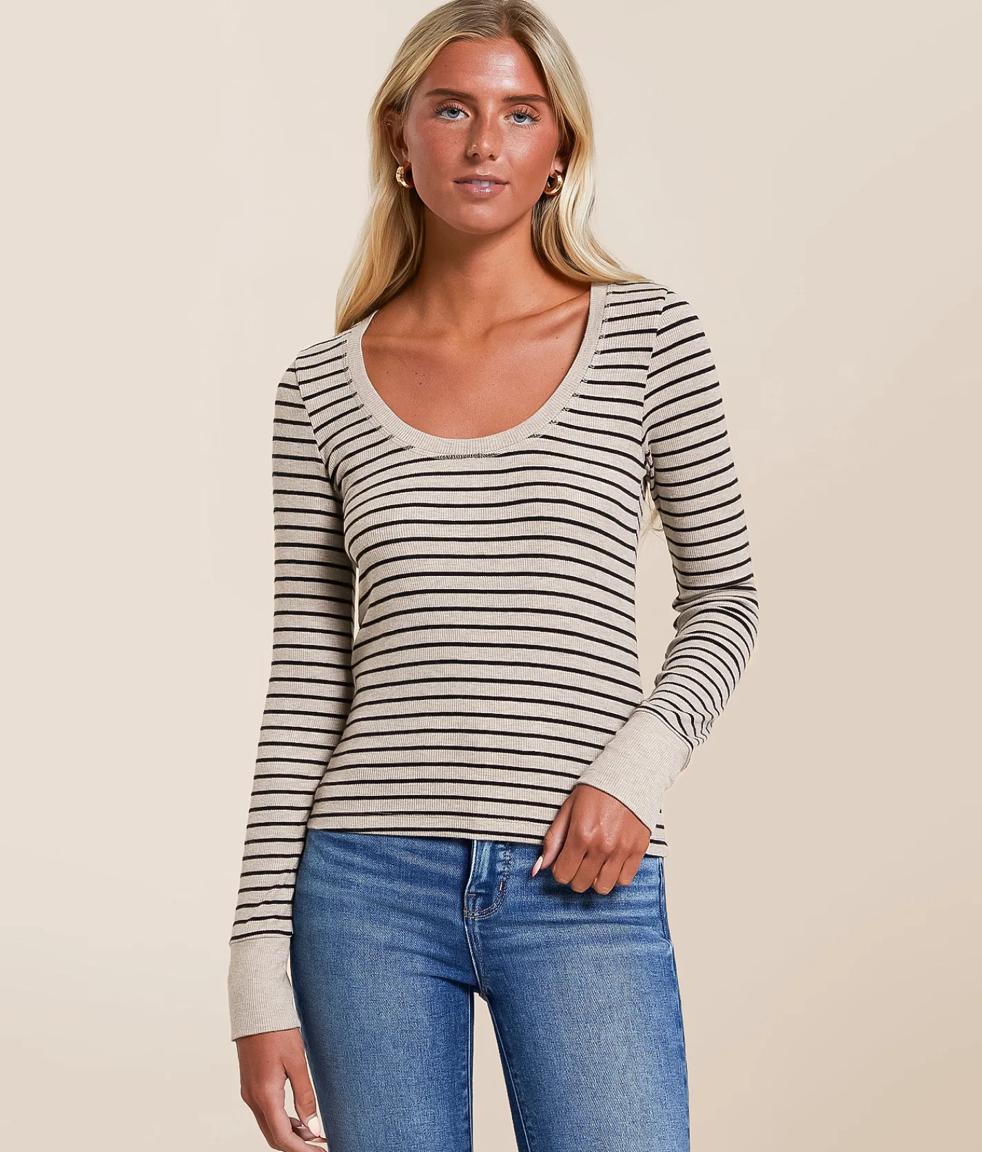 Z Supply Striped Top Heather Taupe Best