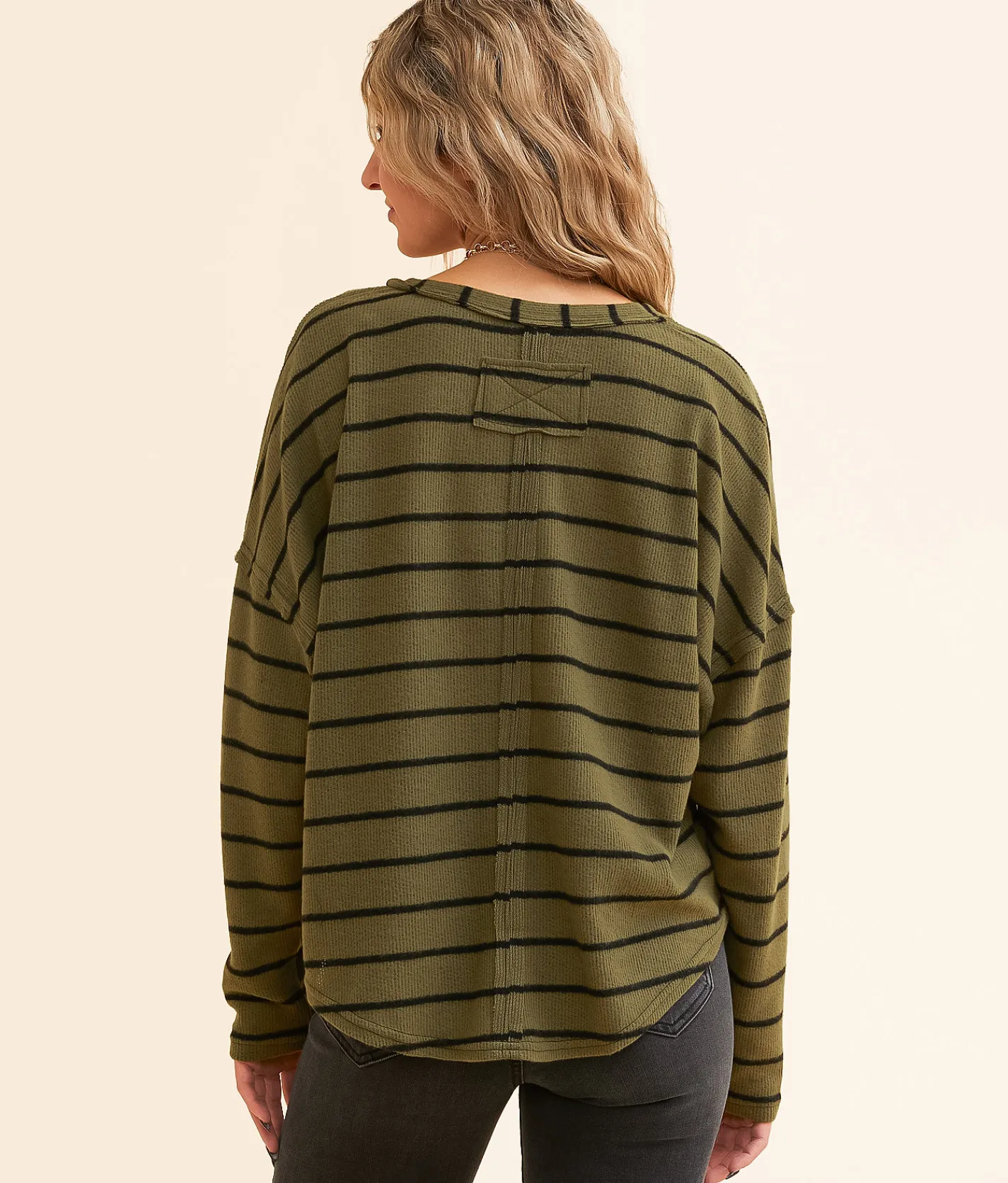 Tops | Blu Pepper Striped Top Olive