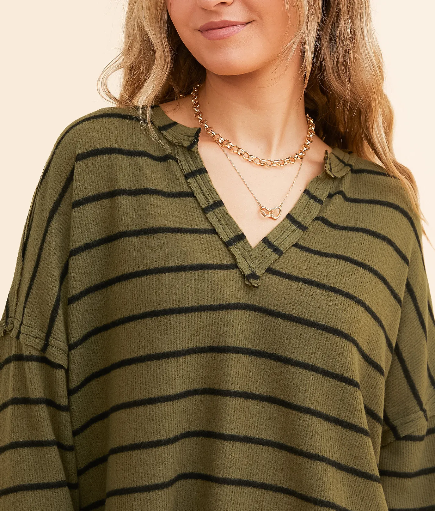 Tops | Blu Pepper Striped Top Olive