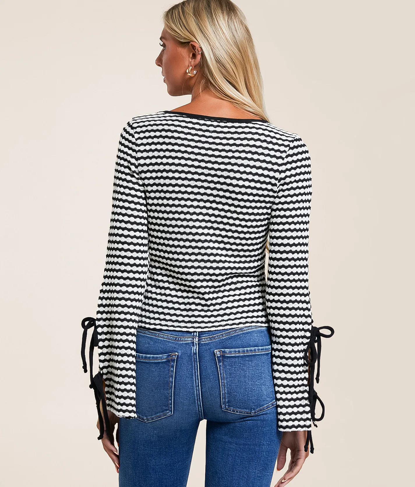 Willow & Root Striped Top Black White Clearance