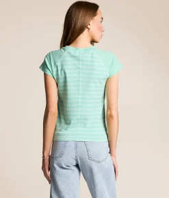 Tops | FITZ + EDDI Striped T-Shirt Cabbage