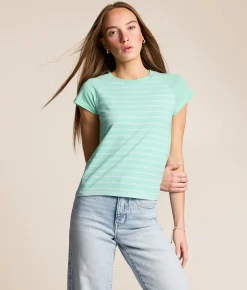 Tops | FITZ + EDDI Striped T-Shirt Cabbage