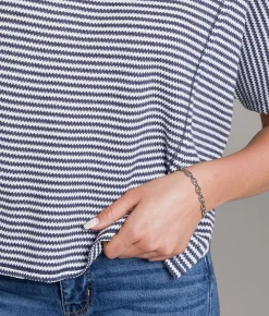 Tops | BKE Striped T-Shirt Ivory Navy