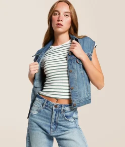 Tops | FITZ + EDDI Striped T-Shirt Dark Forest