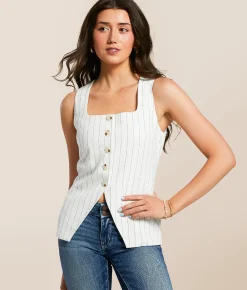 Willow & Root Striped Vest Black White Hot