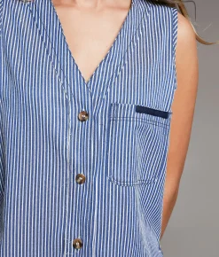 BKE Striped Vest Navy White Stripe Outlet