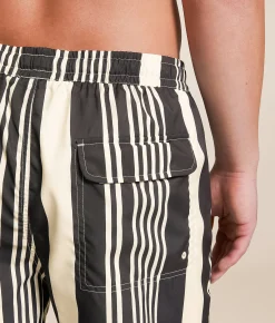 Bottoms|Swimwear | Duvin Striped Volley Swim Trunks Black