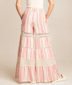 Bottoms | Angie Striped Wide Leg Beach Pant Coral