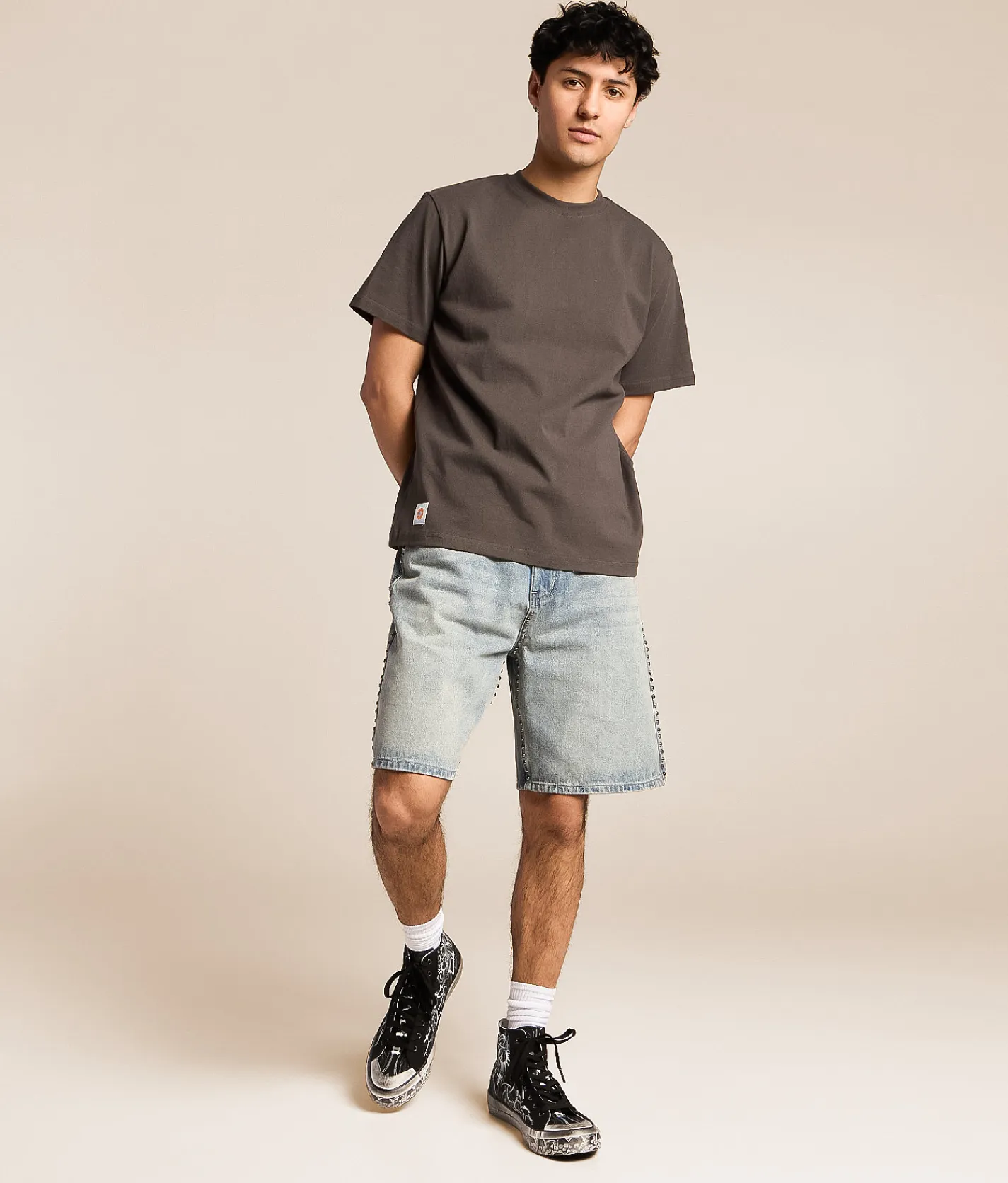 Caliber Studded Baggy Short Light Blue Hot
