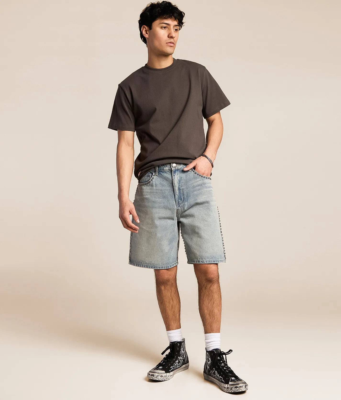 Caliber Studded Baggy Short Light Blue Hot