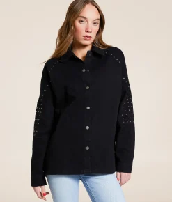 Tops|Coats & Jackets | Blue B Studded Denim Jacket Black