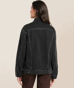 Tops|Coats & Jackets | HIDDEN Studded Denim Oversized Jacket Black