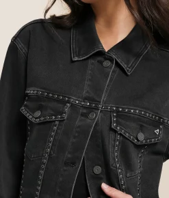 Tops|Coats & Jackets | HIDDEN Studded Denim Oversized Jacket Black