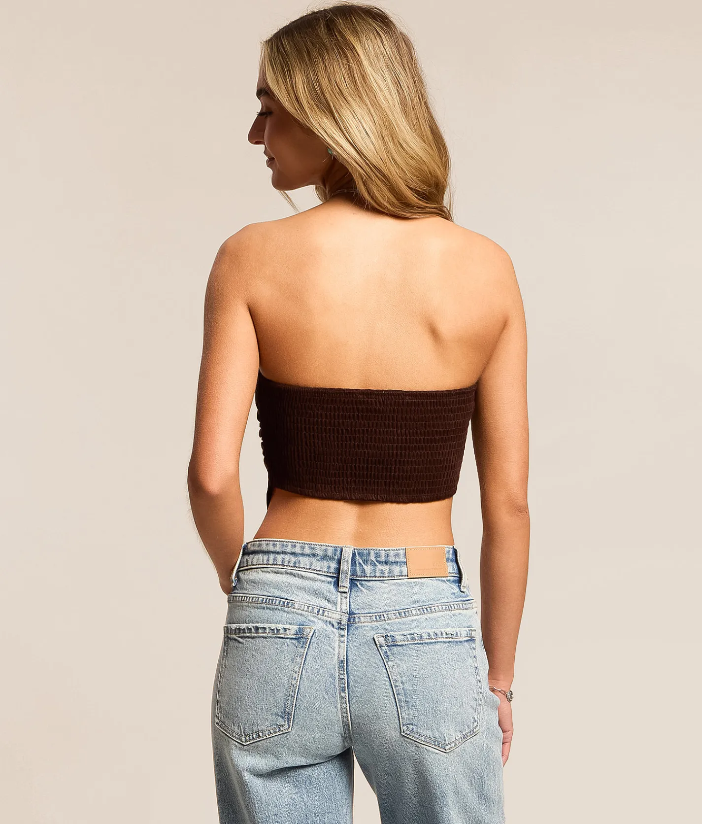 Willow & Root Studded Hanky Tube Top Brown Outlet