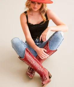 Circle G by Corral Studded Leather Western Boot Red Discount