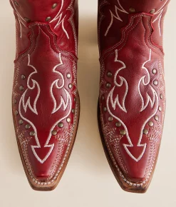 Circle G by Corral Studded Leather Western Boot Red Discount