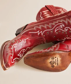 Circle G by Corral Studded Leather Western Boot Red Discount
