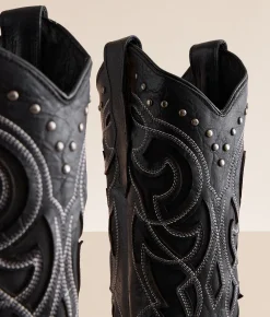 Circle G by Corral Studded Leather Western Boot Grey Black Discount