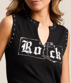 Rock Revival Studded Rock Muscle Tank Top Black Clearance