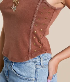 Gilded Intent Studded Tank Top Cinnamon Discount