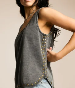 Gilded Intent Studded Tank Top Washed Black Best