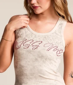 Tops | Miss Me Studded Tank Top Natural