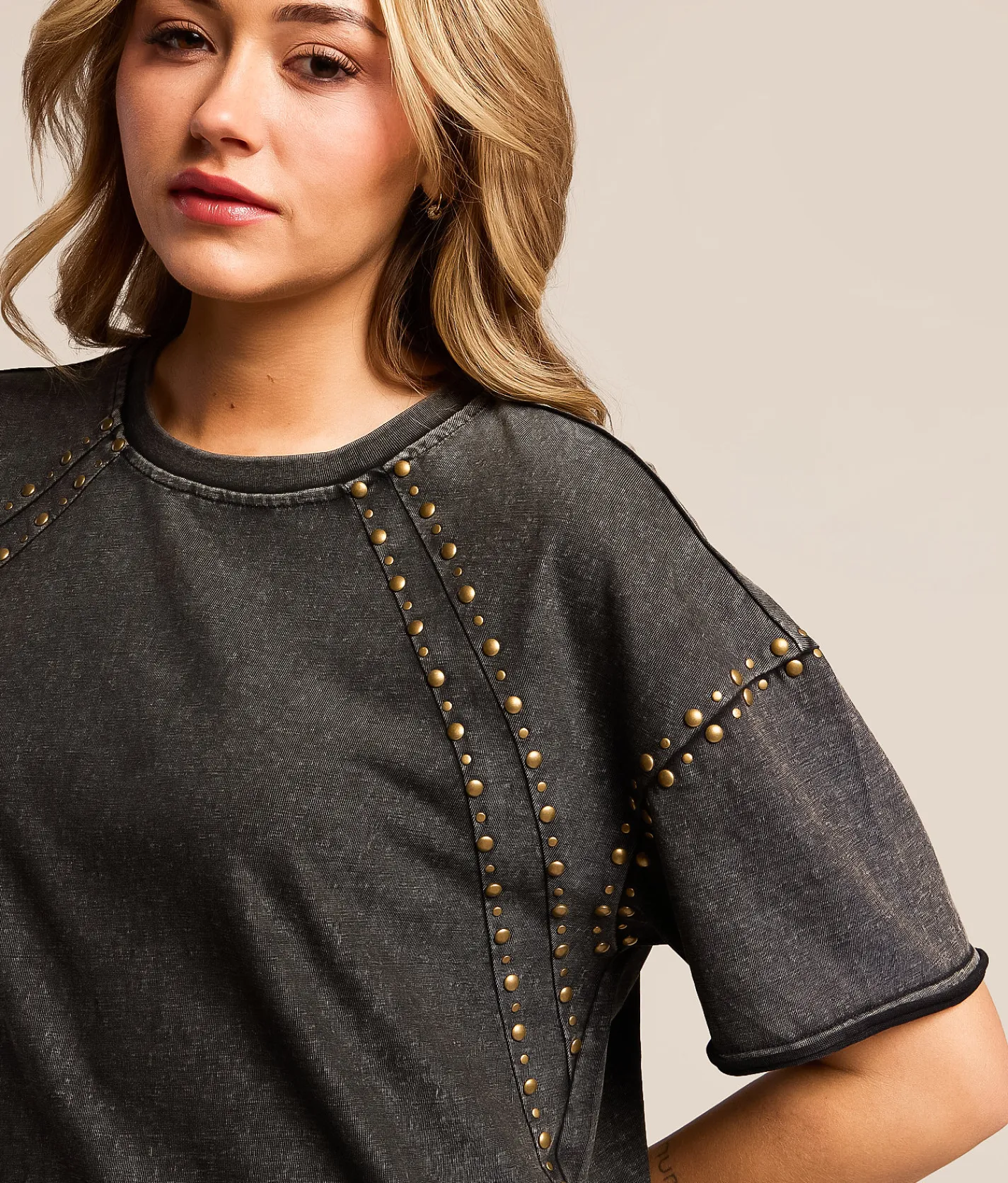 Tops | Gilded Intent Studded T-Shirt Black