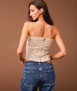 Sterling & Stitch Studded Tube Top Grey Taupe Online