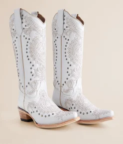 Circle G by Corral Studded Western Leather Boot LD White Clearance