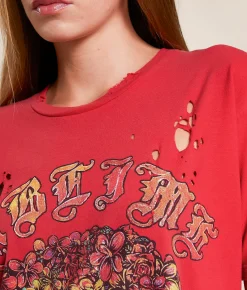 Merch Traffic Sublime Floral Band T-Shirt Red Clearance