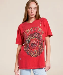 Merch Traffic Sublime Floral Band T-Shirt Red Clearance