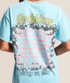 Merch Traffic Sublime Floral Dog Oversized Band T-Shirt Baby Blue Best
