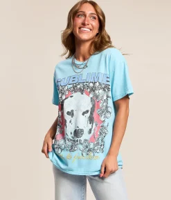 Merch Traffic Sublime Floral Dog Oversized Band T-Shirt Baby Blue Best