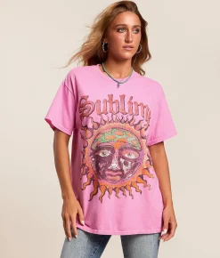 Merch Traffic Sublime Sun Oversized Band T-Shirt Begonia Pink Outlet