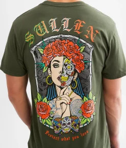 Graphic T-Shirts | Sullen Sugar Skull Girl T-Shirt Kombu Green