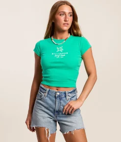 Billabong Summer Icons Goddess Cropped T-Shirt Green Tropics Outlet