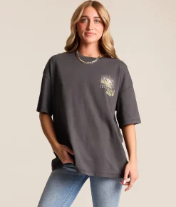 Tops | Billabong Sun Chasing Oversized T-Shirt Off Black