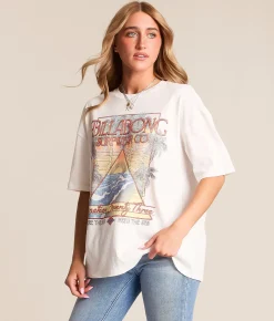 Billabong Sun Meets Sea Oversized T-Shirt Salt Crystal New