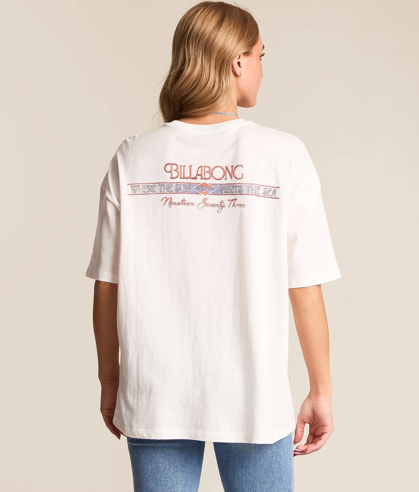 Billabong Sun Meets Sea Oversized T-Shirt Salt Crystal New