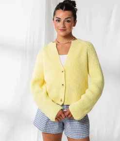 Tops | 33 Coastal Sunny Cropped Cardigan Sweater Yellow