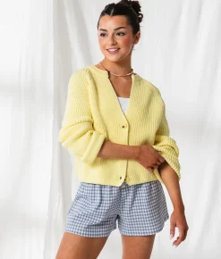 Tops | 33 Coastal Sunny Cropped Cardigan Sweater Yellow