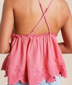 Free People Sunny Days Scalloped Peplum Tank Top Chocolate Clearance