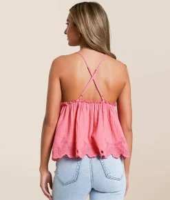Free People Sunny Days Scalloped Peplum Tank Top Chocolate Clearance