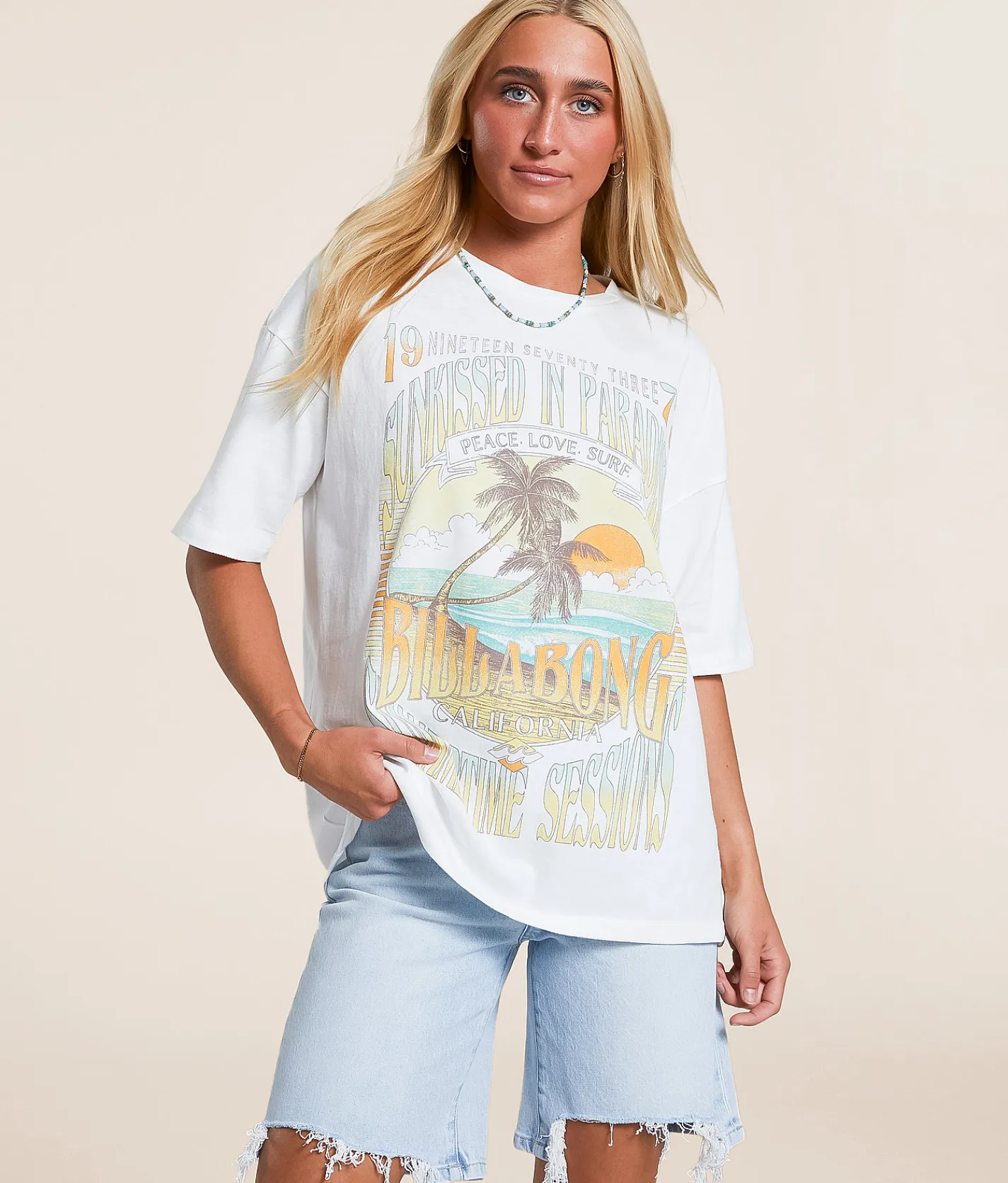 Billabong Sunset Mindset Oversized T-Shirt Salt Crystal Outlet