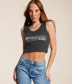Billabong Sun Up Cropped Tank Top Off Black Hot