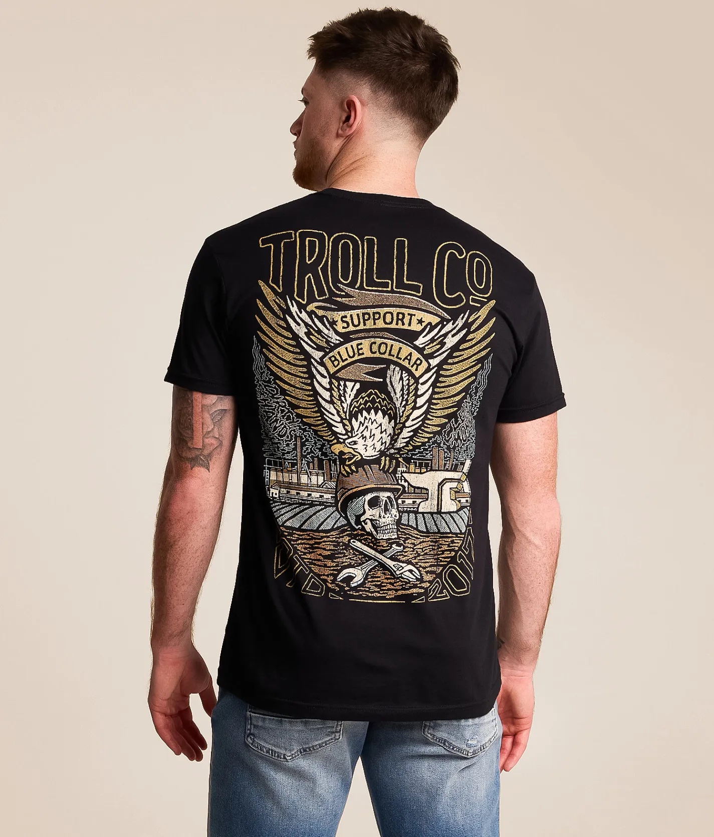 Troll Co Support Blue Collar Grounded T-Shirt Black