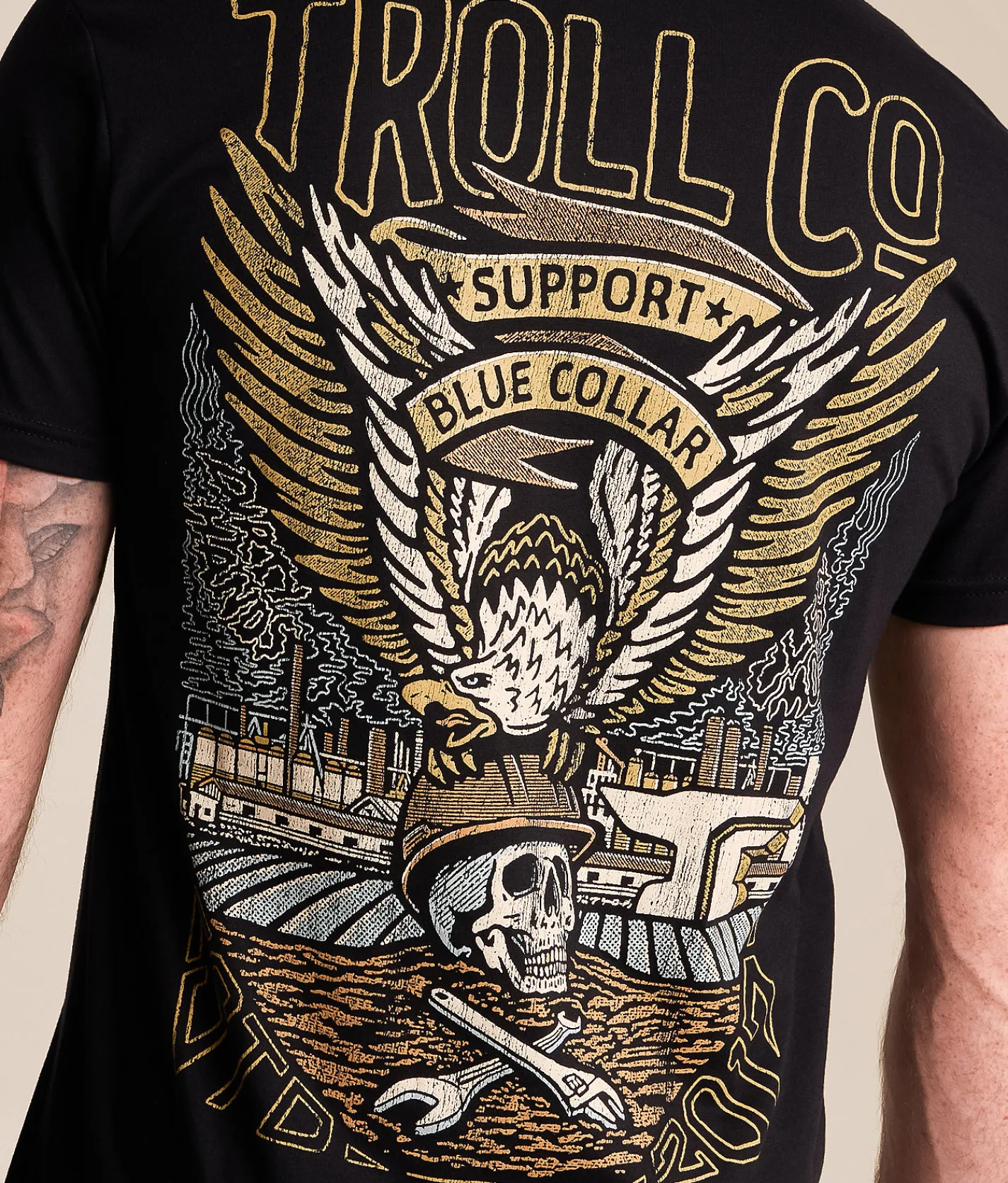 Troll Co Support Blue Collar Grounded T-Shirt Black