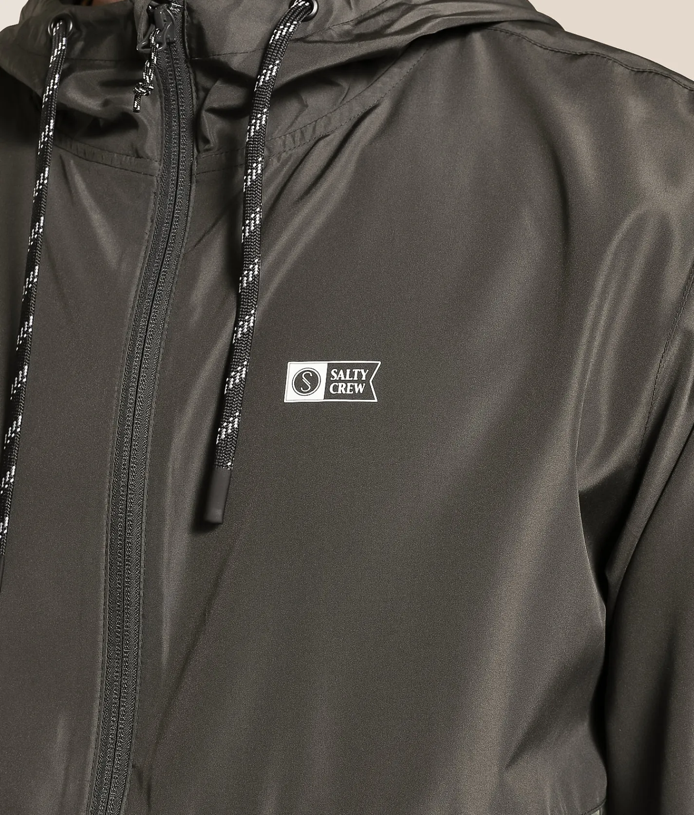 Salty Crew Surface Windbreaker Hooded Jacket Pirate Black New