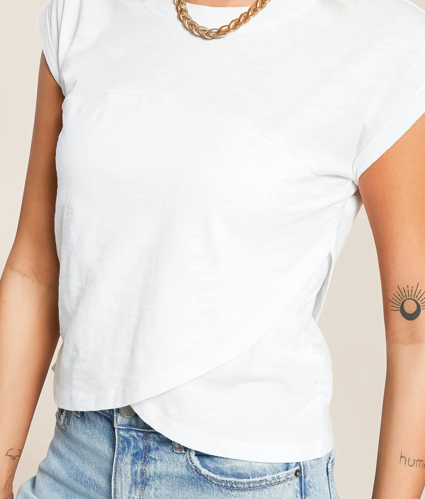 Tops | Gilded Intent Surplice Hem Top White